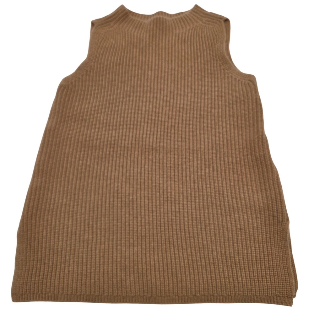 Soft Surroundings Chic Sleeveless Sweater Women XS Brown Mock Neck Wool Blend